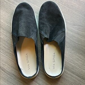 Via Spiga Charcoal Perforated Slip-Ons